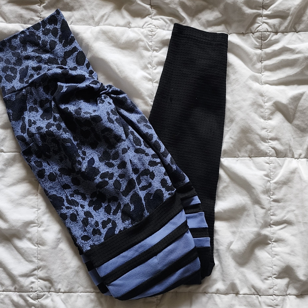 Blue and Black Leopard Print Leggings